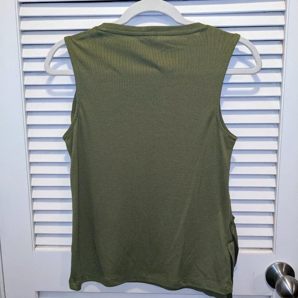EUC J Crew Women's Drapey Two Tier Ruffle Tank Top Size XS Green Spring Preppy - Picture 6 of 9